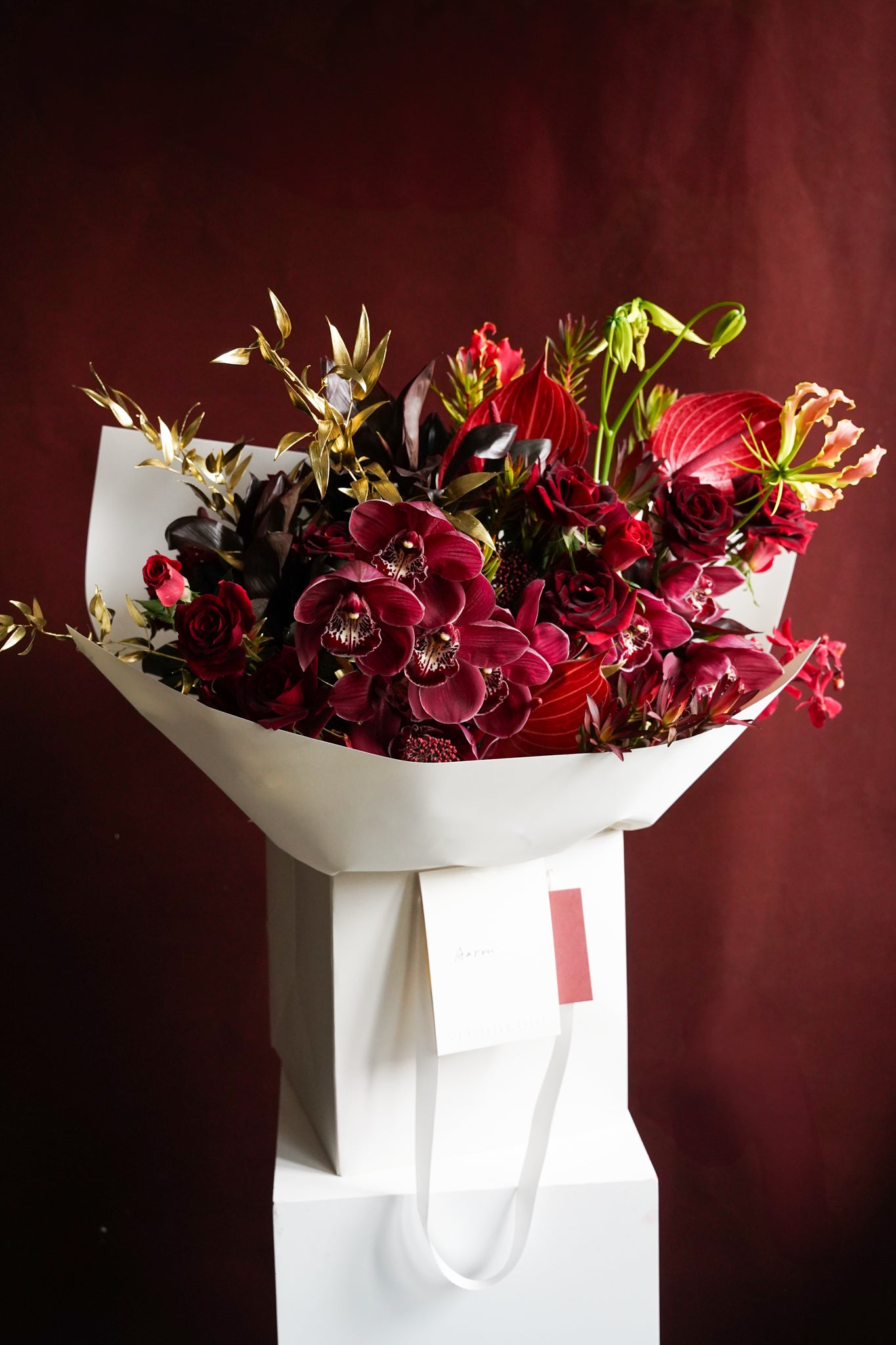 Studio Ode The Dramatic moody red and burgundy floral arrangement Hong Kong